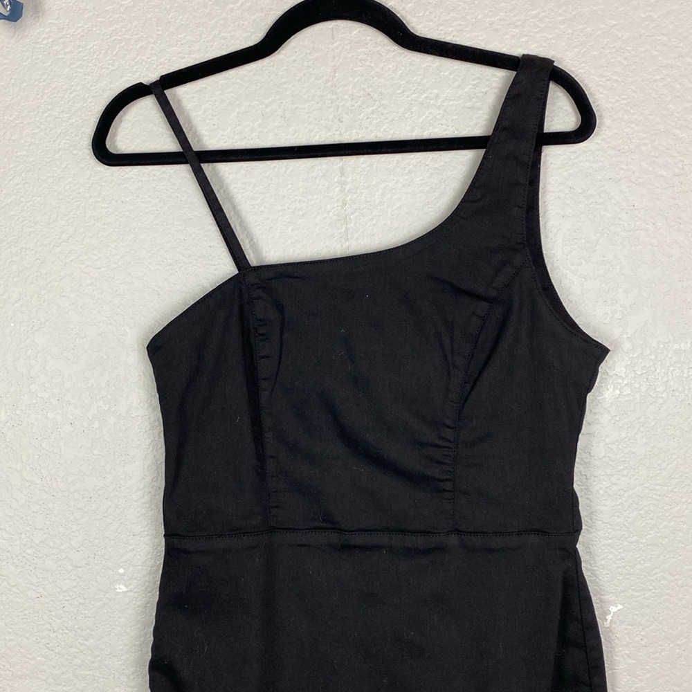 Topshop black asymmetric shoulder dress - Picture 3 of 7